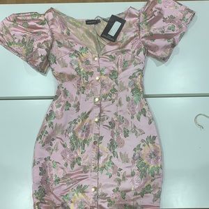 NWT pretty little thing pink jacquard mini dress